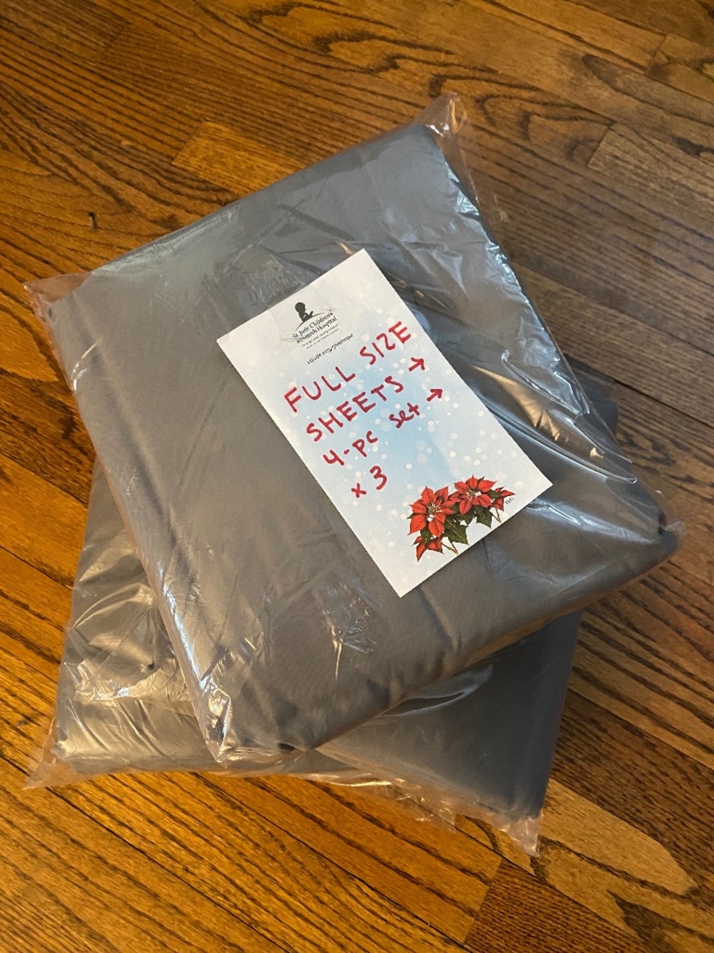 Three Sets of Gray Polyester Sheets, Pillowcases. Full Size 4 pc.New in Package.